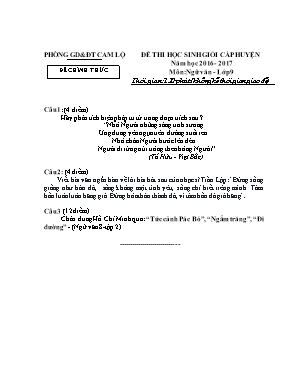 Đề thi học sinh giỏi cấp huyện môn Ngữ văn Lớp 9 - Năm học 2016-2017 - Phòng giáo dục và đào tạo Cam Lộ (Có đáp án)